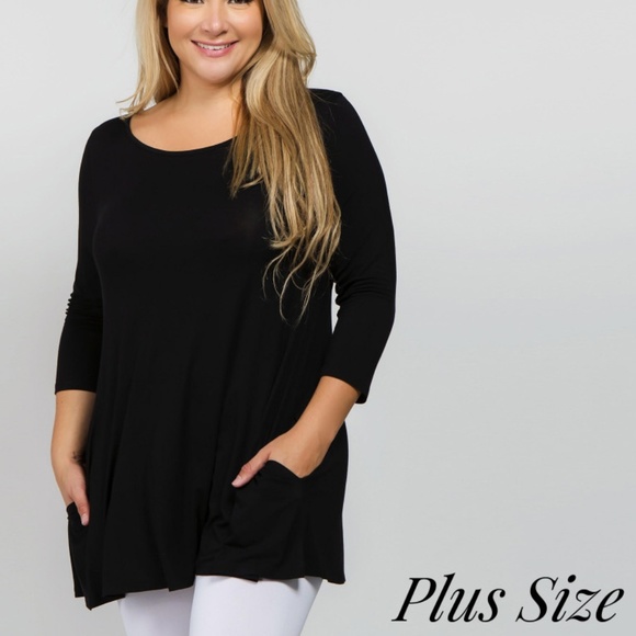 ONE BLESSED NANA Tops - NWT  **BOUTIQUE***  Black Swing Style Tunic  1X